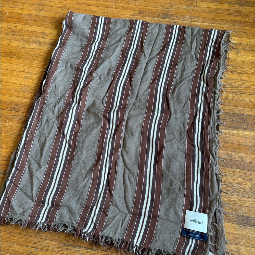 Wilfred Striped Scarf XL Blanket Wrap Scarf Brown Aritzia
